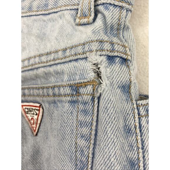 Vintage Guess Jeans Girls Sz 14 Light Wash Denim Straight Holes Distress Hi Rise - Picture 4 of 12
